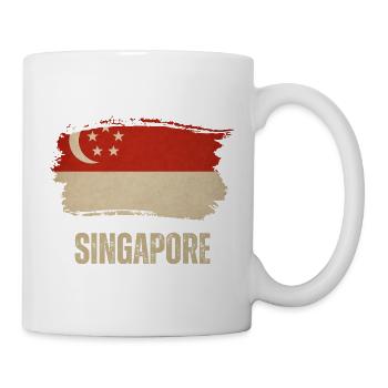 Grunge-Flagge von Singapur, ich liebe Singapur - Tasse - Weiß - Rechts