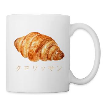 Cute Croissant Japanese Text Design - Mug - white - Right