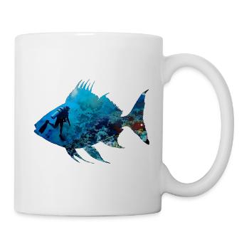 Underwater Coral Fish Diver Silhouette - Mug - white - Right