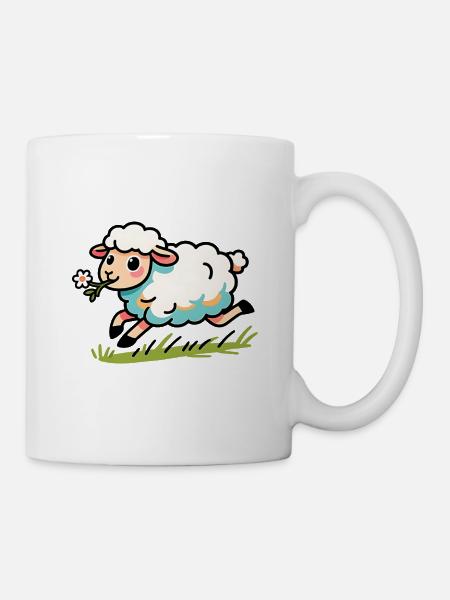 Lammhammel auf der Wiese - Tasse - Weiß