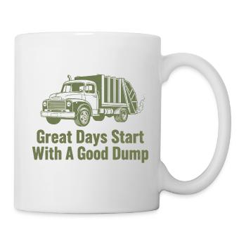 Les belles journées commencent avec un bon camion à ordures - Mug blanc - blanc - Droite
