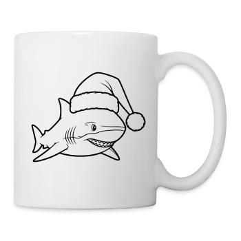 Christmas Shark Cartoon Illustration - Mug - white - Right