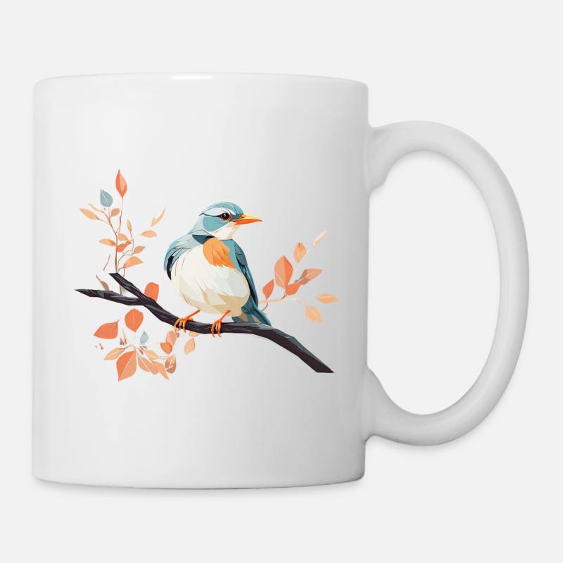 Martin-pêcheur en plumes du roi sur branche - Mug blanc - blanc