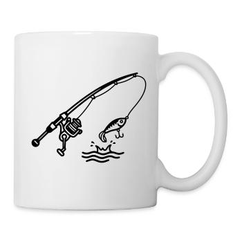angeln fischen spinnrute petri heil logo - Mug - white - Right