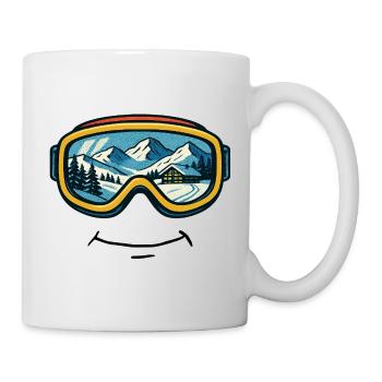 Ski Ski Vacances au ski Lunettes de ski avec sourire - Mug blanc - blanc - Droite