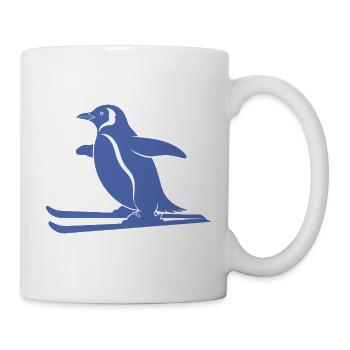 Minimalistischer Pinguin Skifahrer Winter Sport - Tasse - Weiß - Rechts