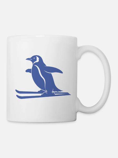 Minimalistischer Pinguin Skifahrer Winter Sport - Tasse - Weiß