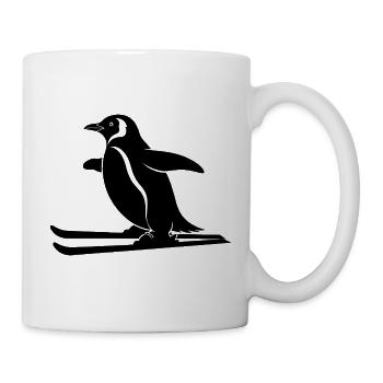 Minimalistischer Pinguin Skifahrer Winter Sport - Tasse - Weiß - Rechts