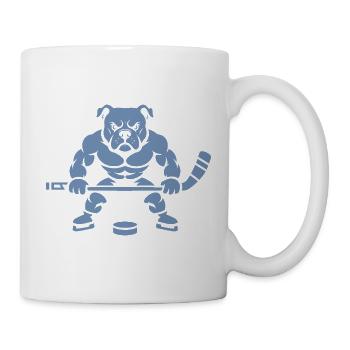 Muskulöser Bulldogge Eishockeyspieler Silhouette - Mug - white - Right