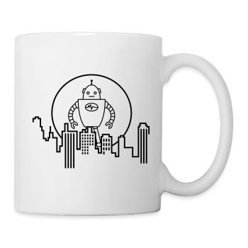 Stadt Silhouette Roboter: KI trifft Urbanes Design - Tasse - Weiß - Rechts