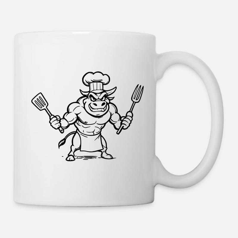 Taureau chef cuisinier  - Mug blanc - blanc