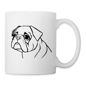 schwarzer Mops Hunde T-shirt Geschenk Weihnachten - Tasse - Weiß - Rechts