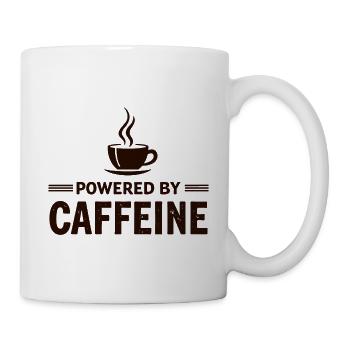 Powered By Caffeine Kaffee Spruch Energie - Tasse - Weiß - Rechts