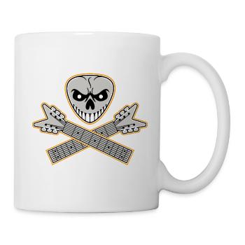 Totenkopf und gekreuzte Gitarren orange Umriss - Tasse - Weiß - Rechts