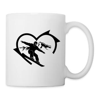 Snowboarder mit Bergpanorama und Herz  - Tasse - Weiß - Rechts