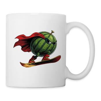 Super-héros Pastèque sur l’action du snowboard - Mug blanc - blanc - Droite
