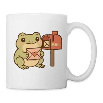 Kawaii Frog with Letter – Cute Mail Frog - Mug - white - Right