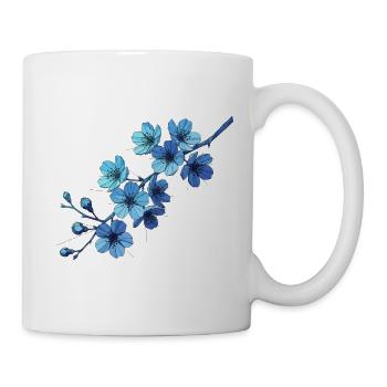 Geometric Blue Flower Branches - Mug - white - Right