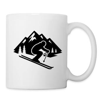 Ski Silhouette Mountains Slope - Mug - white - Right