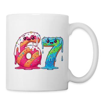 6 7 Kawaii Cartoon Numbers Illustration - Tasse - Weiß - Rechts