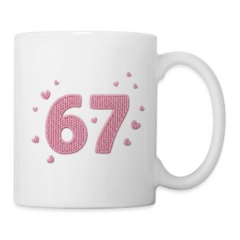 6 7 Meme – Pink Heart Pattern - Tasse - Weiß - Rechts