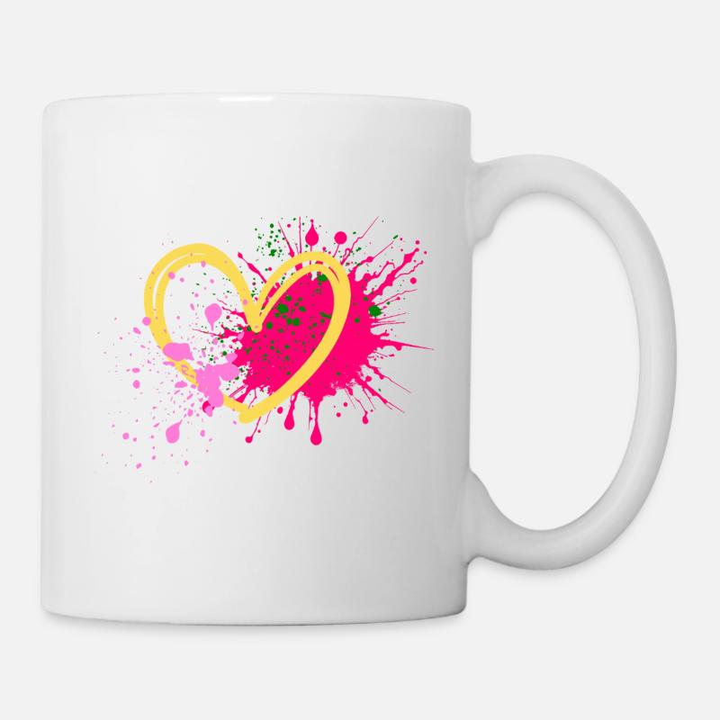 Art en cœur en couleur éclaboussée - Mug blanc - blanc