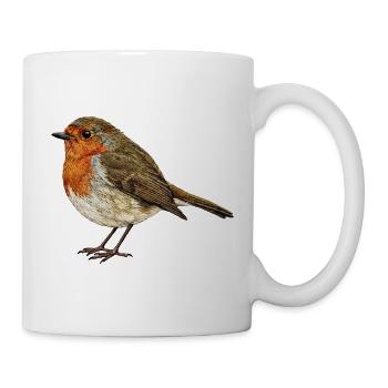 Embroidered robin minimalist (printed) - Mug - white - Right