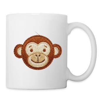 Bestickter niedlicher Affenkopf, verspieltes Tier (bedruckt) - Tasse - Weiß - Rechts