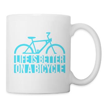 La vie est meilleure à vélo. Cyclisme Sport - Mug blanc - blanc - Droite