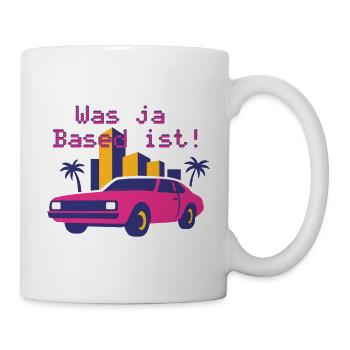 Neon Retro Cabrio Miami Stil (Was ja Based ist!) - Mug blanc - blanc - Droite