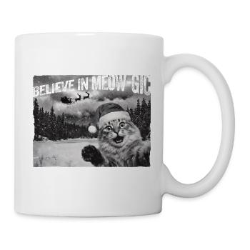 Believe in Meow-gic Katze Weihnachtsmann Foto - Tasse - Weiß - Rechts