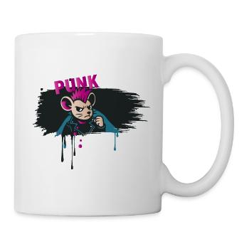 Souris punk avec crête et veste en cuir - Mug blanc - blanc - Droite