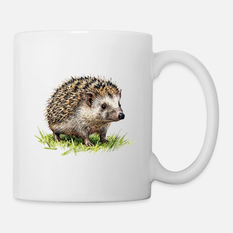Aquarell Igel im Gras - Tasse - Weiß