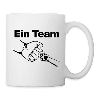 Ein Team – Mensch & Samtpfote, Katzenliebe, Katze - Tasse - Weiß - Rechts