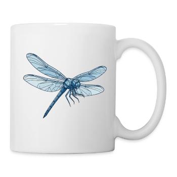 Geometrische Drachenfliege Blau - Tasse - Weiß - Rechts