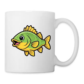 Süßer Flussbarsch Comic Fisch Bunt - Tasse - Weiß - Rechts