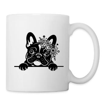 Französische Bulldogge - Tasse - Weiß - Rechts