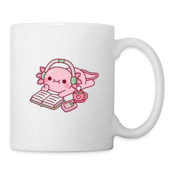 Cute Axolotl Chilling With Book And Music - Mug - white - Right