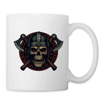 viking skull runes, norse warrior Valhalla - Mug - white - Right