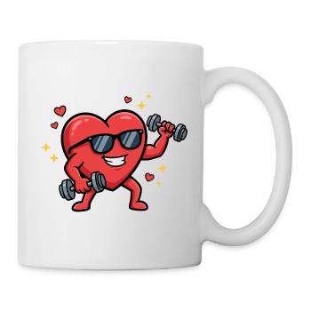 Fun workout in the gym: heart lift to V - Mug - white - Right