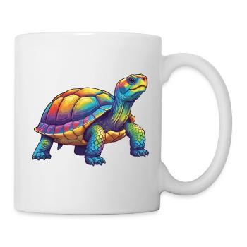 Bunte Turtle Rainbow Pop Art Aquarell - Tasse - Weiß - Rechts