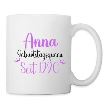 Anna Geburtstagsqueen Seit 1990 Geschenk Design - Tasse - Weiß - Rechts