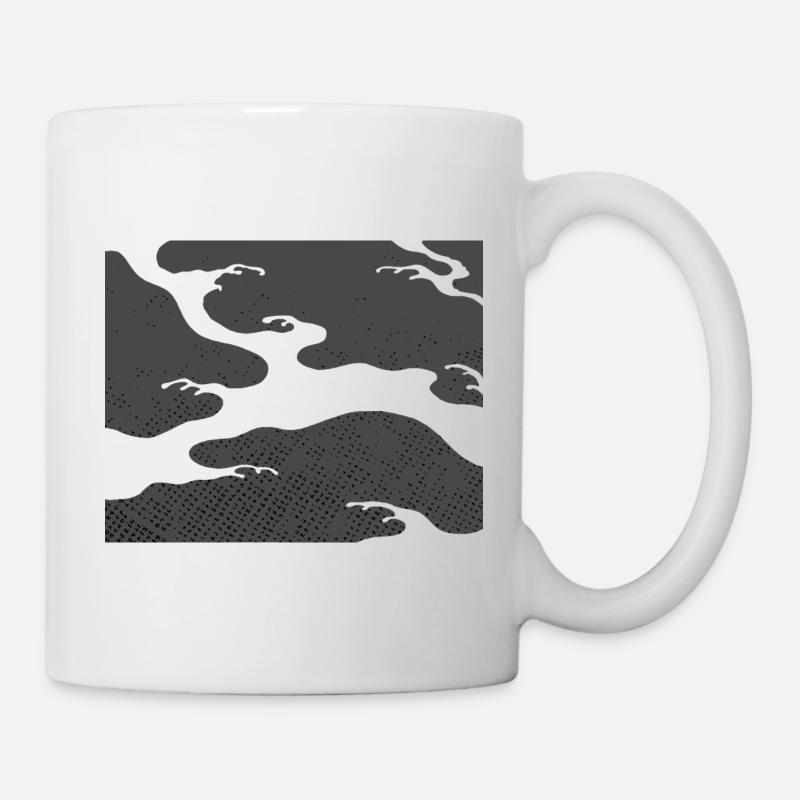 Gray Seigaiha – Motif d’ondes japonais - Mug blanc - blanc