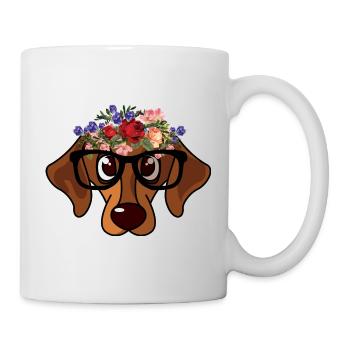 Mignonnes lunettes Crowndog Lover en fleur de teckel - Mug blanc - blanc - Droite