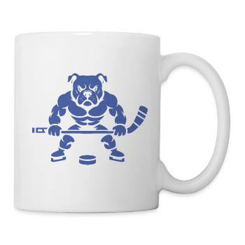 Hockey sur glace en silhouette minimaliste de Bulldog - Mug blanc - blanc - Droite
