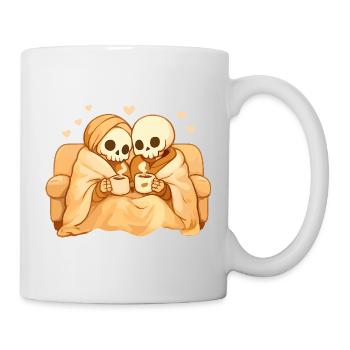 Cozy Skeleton Couple on Sofa – Warmth & Closeness - Mug - white - Right