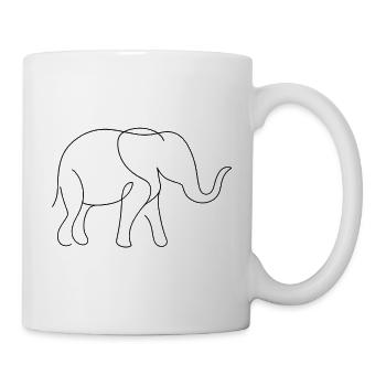Silent Elephant Silhouette in Minimal Flowing Line - Mug - white - Right