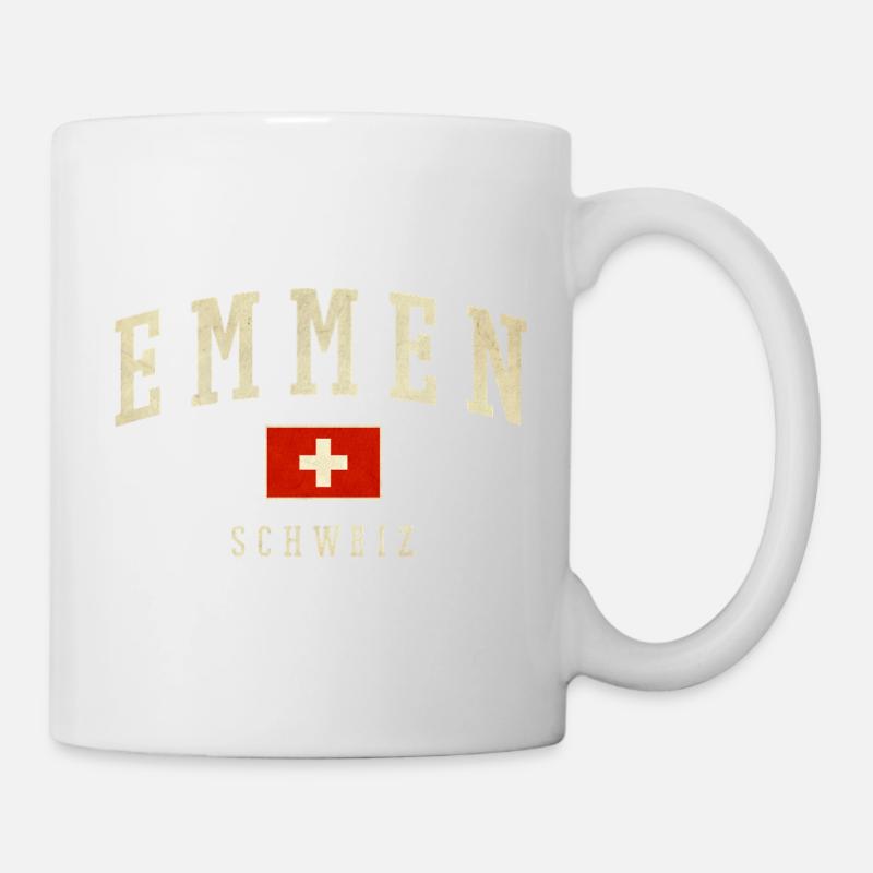 Emmen Switzerland design with flag - Mug - white