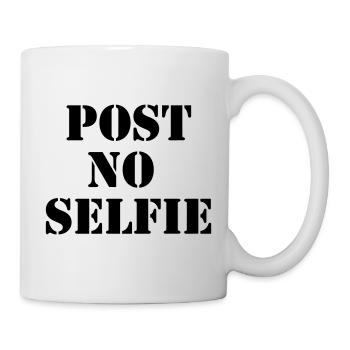 Post Pas de selfie - Pochoir urbain noir - Mug blanc - blanc - Droite