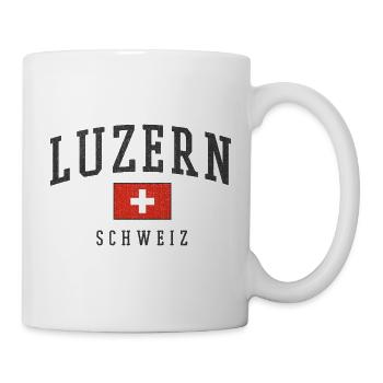 Logo du drapeau de Lucerne, Suisse - Mug blanc - blanc - Droite